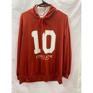 Shein Curvy 1X Rust #10 Long Sleeve Jersey with Pull string tie Front